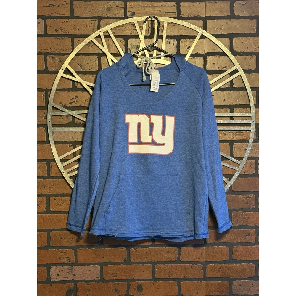 Women's NY Giants‎ NFL Team Apparel Long Sleeve Hoodie Blue Size L